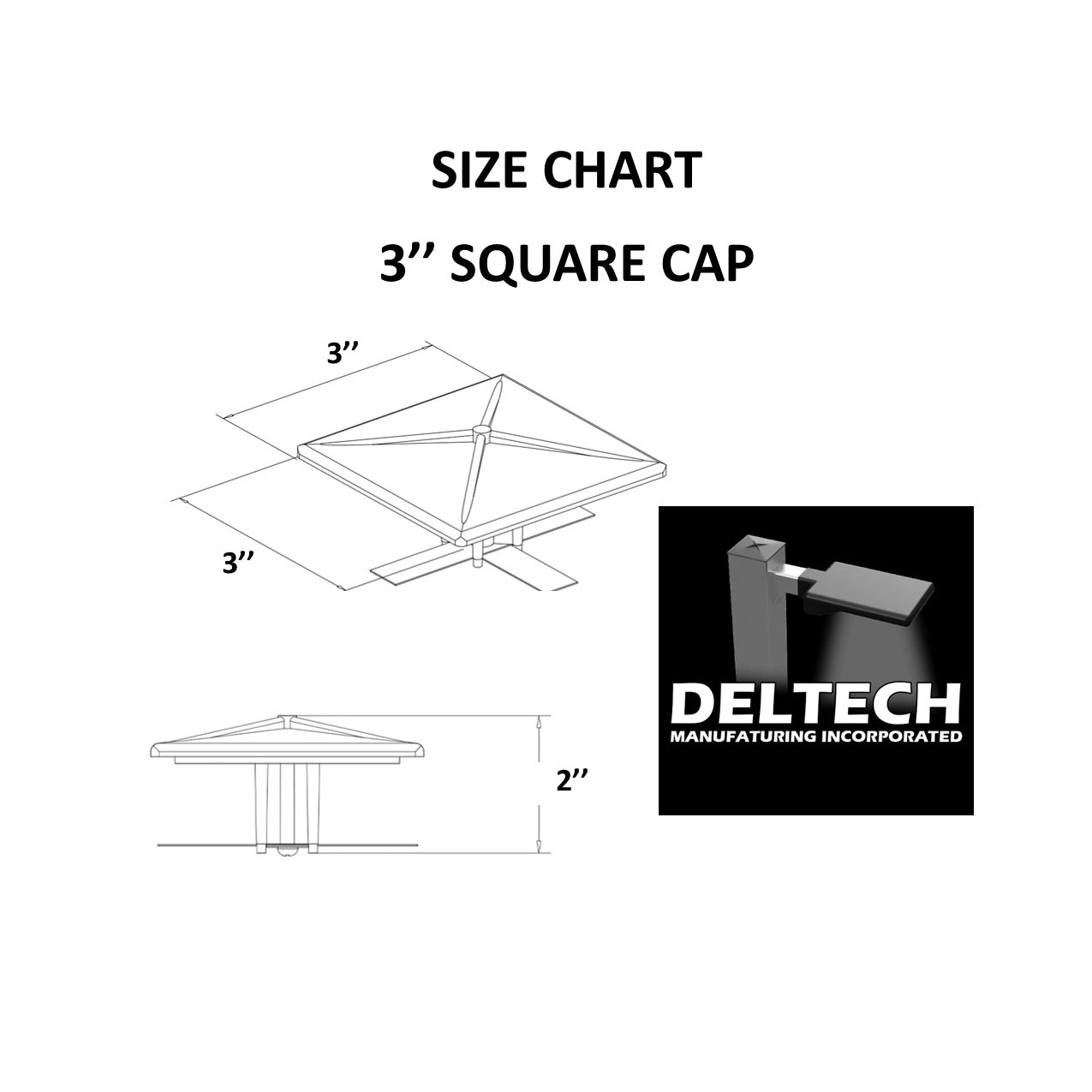 3" Standard Square Pole Cap (Part # 85-00009)