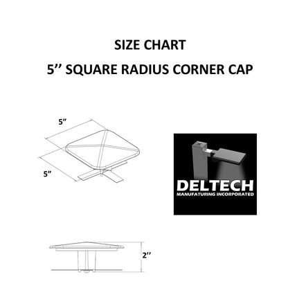 5" Standard Square Pole Cap with 1" Radius Corner (Part # 86-00011)