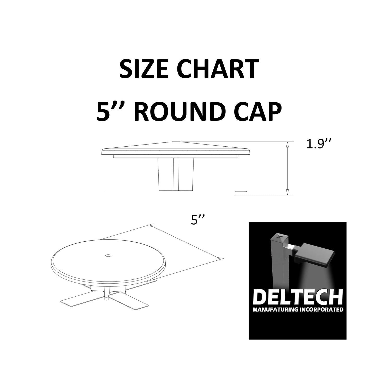 5" Round Pole Cap (Part # 86-00021)