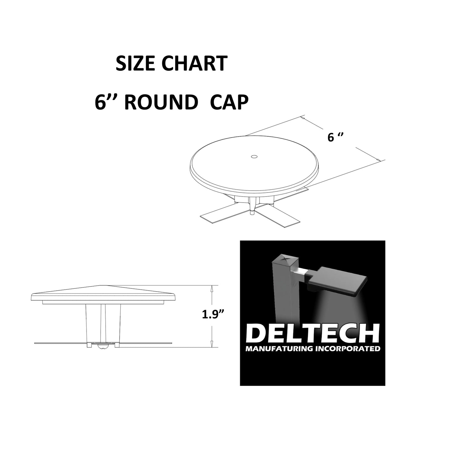 6" Round Pole Cap (Part # 86-00024)